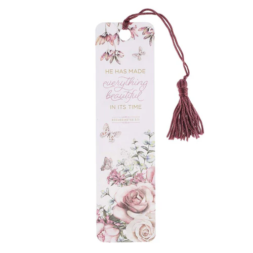 Bokmärke med tofs – He has made everything beautiful